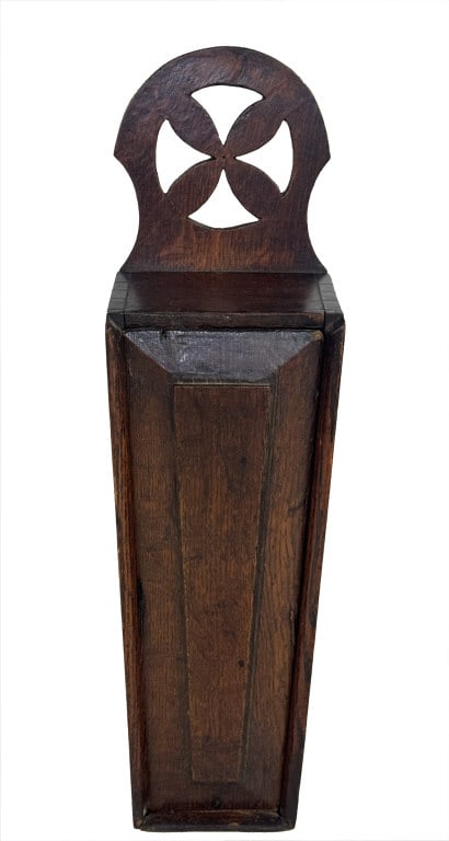 18THC. ENGLISH SLIDING LID WALL BOX 17 1/2" X 5" X 4 1/2" (1 of 5)