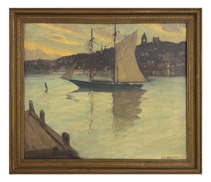 O/C CECIL CHICHESTER "SLOOP IN THE HARBOR" 20" X 24" (1 of 8)