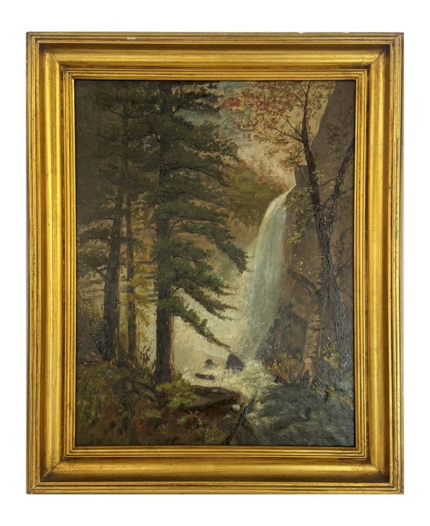 OIL/ CANVAS 19THC. AMERICAN SCHOOL, UNSIGNED 24" X 18": OIL/ CANVAS 19THC. AMERICAN SCHOOL, UNSIGNED 24" X 18"
