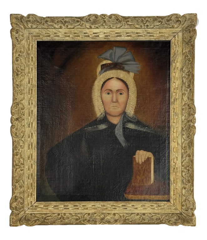 AMERICAN SCHOOL PORTRAIT GIRL WITH BOOK, OIL / CANVAS 30" X 24" (1 of 3)