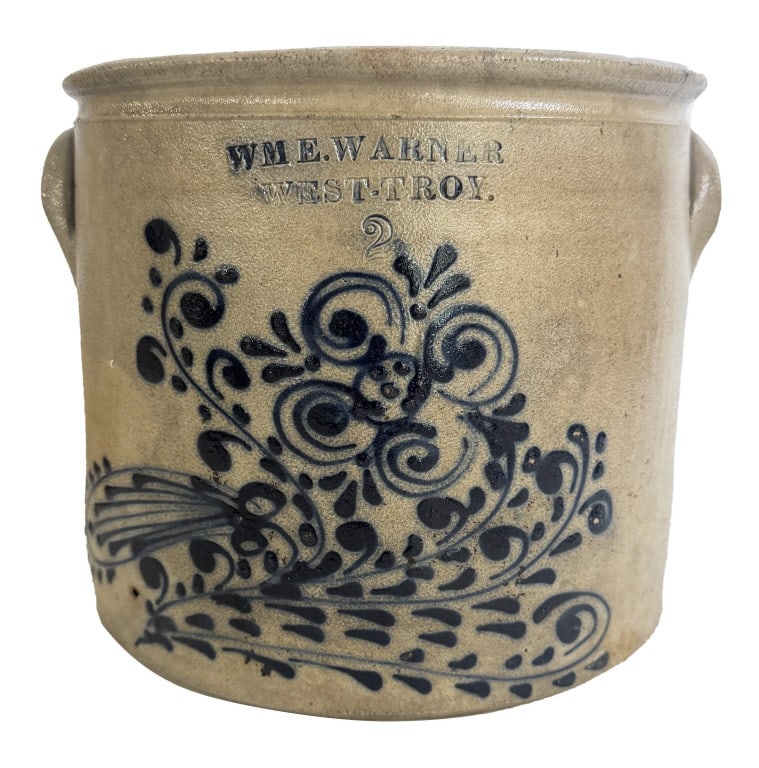 WARNER WEST TROY CROCK WITH COBALT DECORATION (1 of 5)