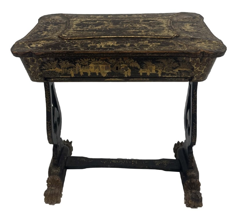 CHINESE EXPORT SEWING TABLE WITH INTERIOR COMPARTMENTS 27" X 26" X 17 1/2" (1 of 11)