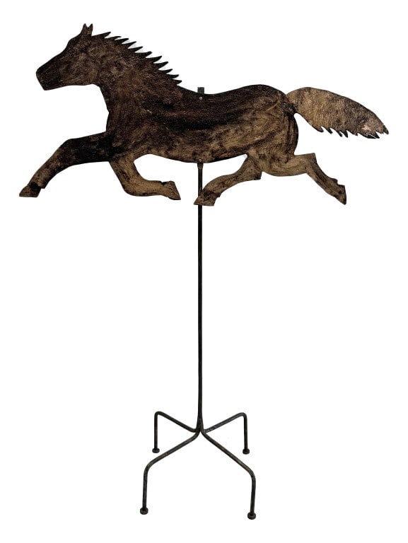 SHEET METAL RUNNING HORSE WEATHERVANE ON STAND 56" X 40" (1 of 4)