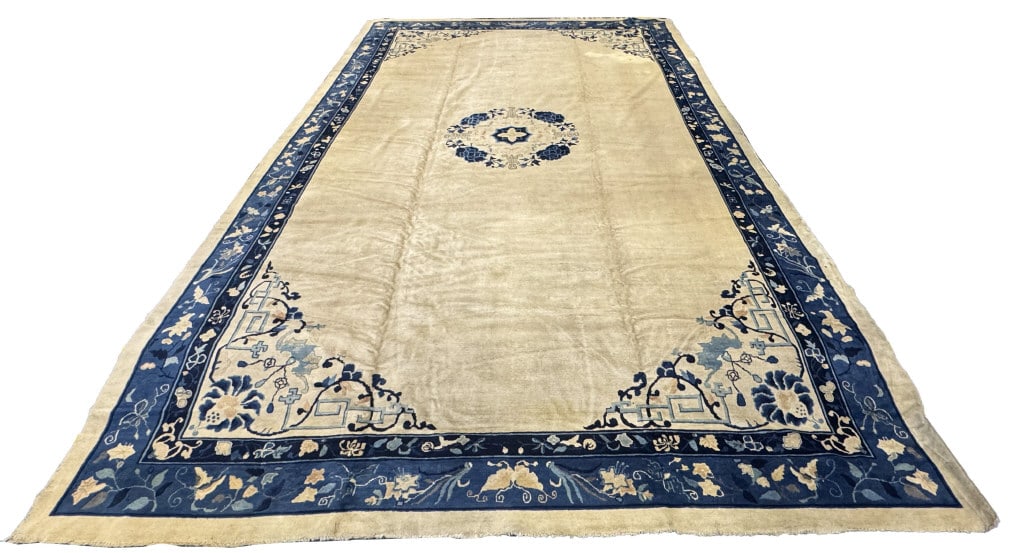 PALACE SIZE CHINESE PEKING CARPET IN IVORY & BLUE 12' X 19' 5" (1 of 5)