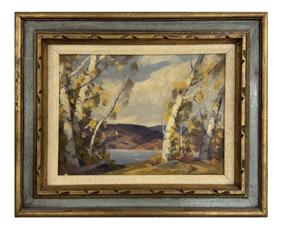 OIL/ BOARD CECIL CHICHESTER BIRCH TREES IN AUTUMN 11 3/4" X 15 3/4" (1 of 8)