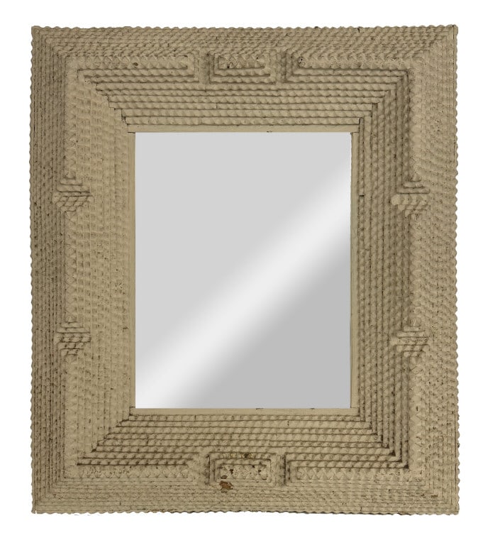 TRAMP ART FRAMED MIRROR IN WHITE PAINT 20 1/2" X 23" (1 of 2)