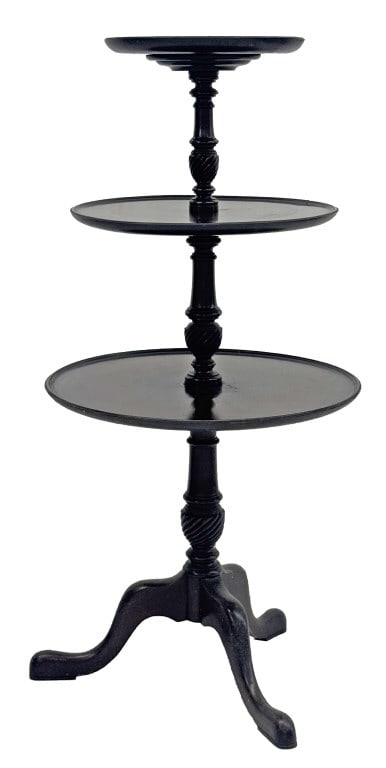 MAHOGANY 3 TIER DUMBWAITER WITH DISH TOP SHELVES 43" X 22" (1 of 5)