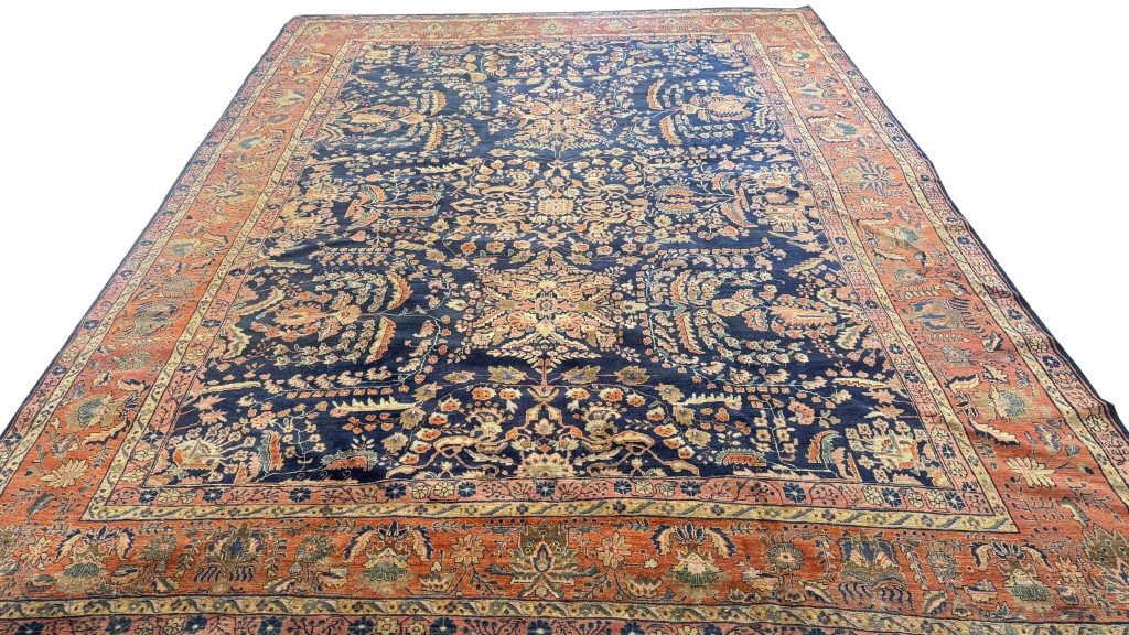 ROOMSIZE BLUE FIELD SAROUK CARPET 162" X 121" (1 of 10)