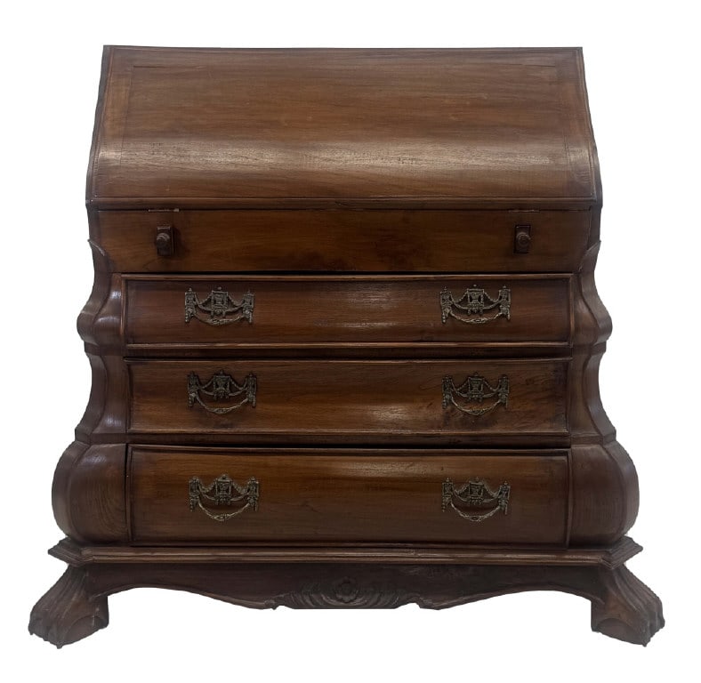 CONTINENTAL WALNUT BOMBAY SLANT LID DESK WITH WELL 41" X 35" CARCASS X 46" W OVERALL X 23" (1 of 8)