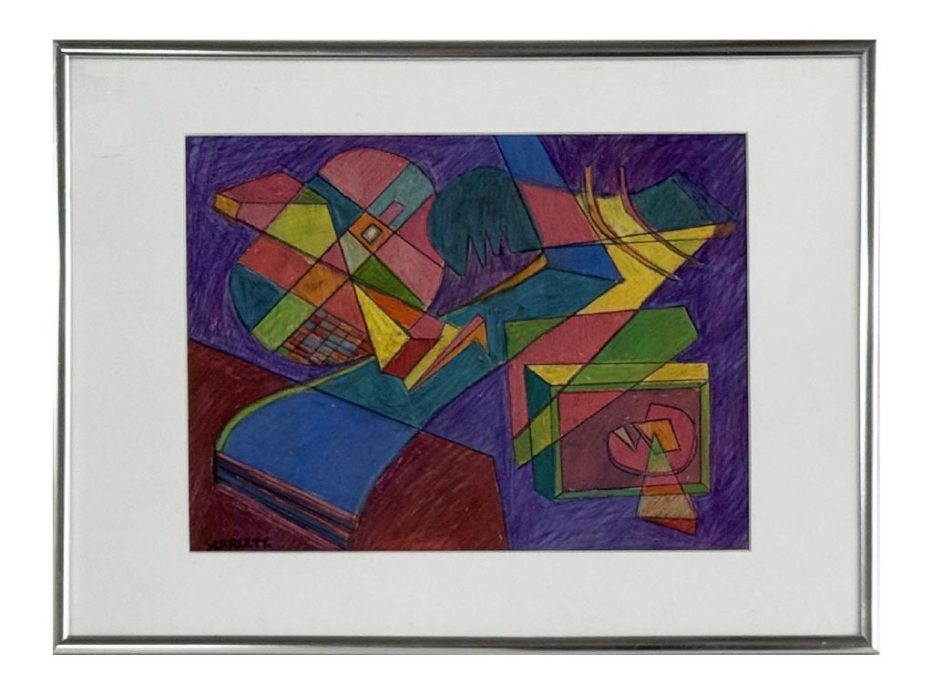 CRAYON ON PAPER ABSTRACT SIGNED SCARLETT ROLPH SCARLETT (1889 - 1984) WOODSTOCK NY 8 3/8" X 10 7/8": CRAYON ON PAPER ABSTRACT SIGNED SCARLETT ROLPH SCARLETT (1889 - 1984) WOODSTOCK NY 8 3/8" X 10 7/8"