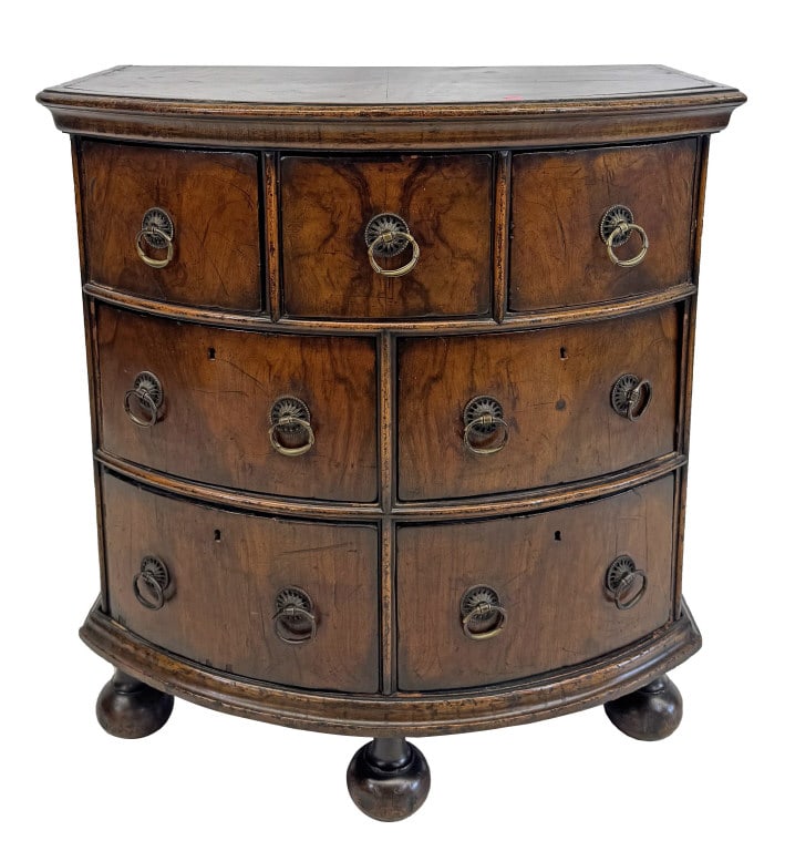 ENGLISH BOW FRONT BALL FOOT CHEST, DESIRABLE SIZE 31" X 29 1/2" X 20" (1 of 10)