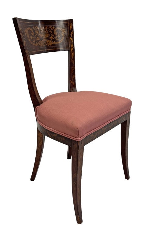 MARQUETRY INLAID SIDE CHAIR 34 3/4" X 19 1/2" X 18 1/2" (1 of 6)