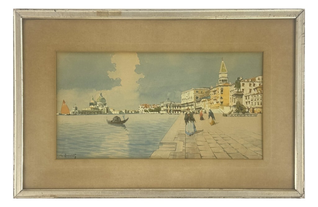 VENETIAN WATERCOLOR SGND G. PEALALOLL ?? 6" X 12" SITE SIZE (1 of 4)