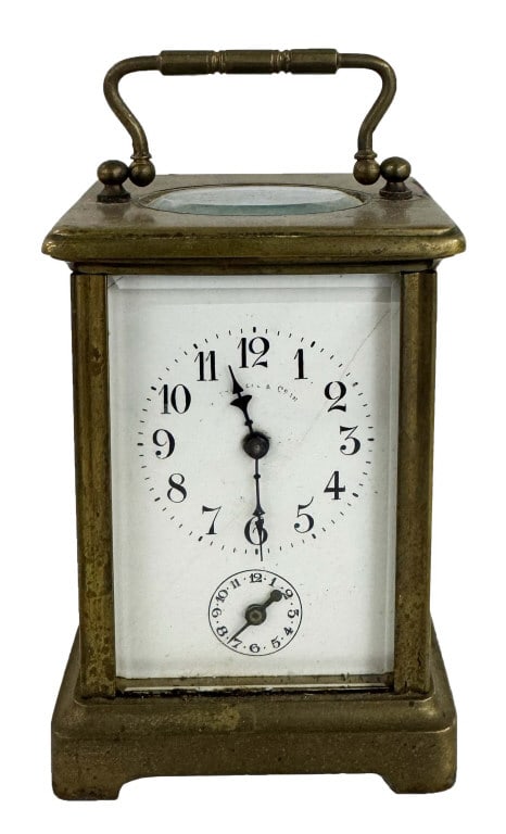 FRENCH CARRIAGE CLOCK WITH ALARM, WORKING ORDER (1 of 8)