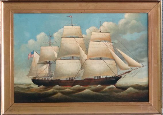 Oil On Canvas "Rigged Ship 'Willy'" Signed Brian Coole,: Oil On Canvas "Rigged Ship 'Willy'" Signed Brian Coole, 19 1/2" X 29 1/2"