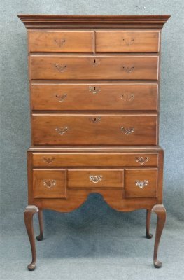 New England Cherry Highboy 36" Wide X 67 1/2" High: New England Cherry Highboy 36" Wide X 67 1/2" High (With Missing Brasses)