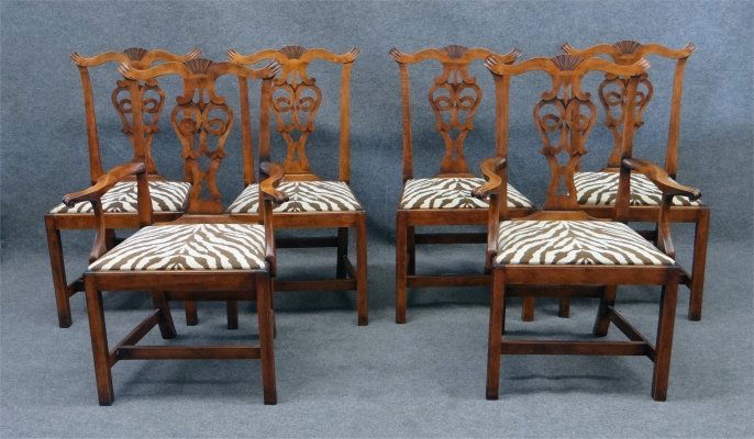 Six Chippendale Style Chairs Marked Eldred Wheeler: Six Chippendale Style Chairs Marked Eldred Wheeler