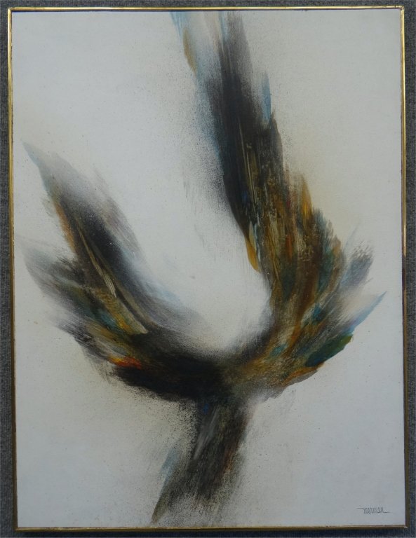 ACRYLIC ON MASONITE "FLIGHT" SGND NIERMAN: (LEONARDO M. NIERMAN) 33" X 23 1/2"