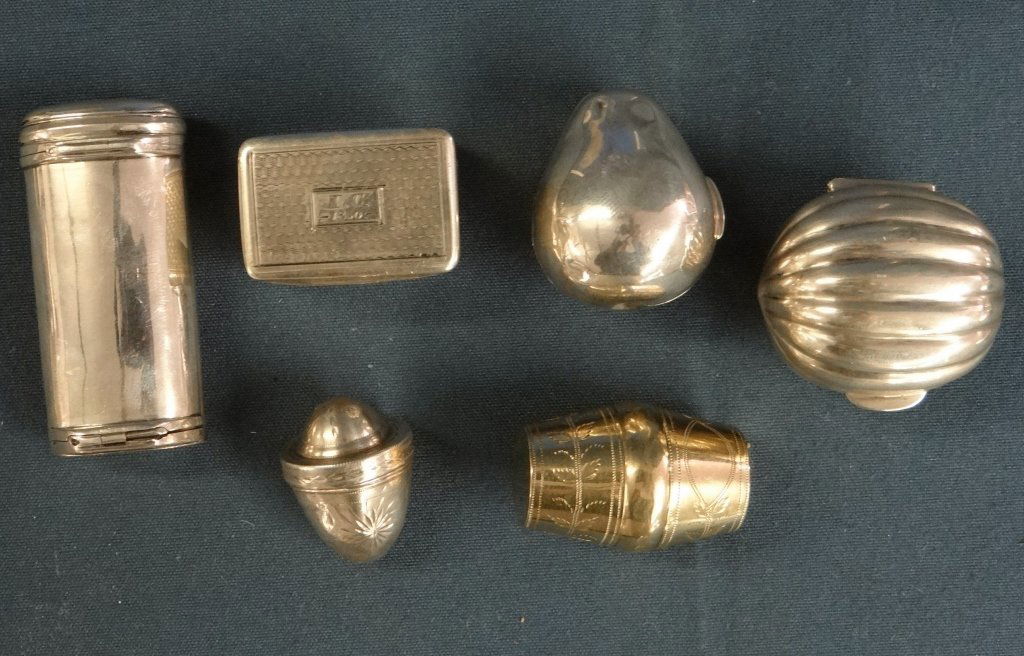 6 NUTMEG GRATERS: 5-GEO III & 1 TIFFANY: INC. HILLARD & THOMPSON, JAFFE & WOODWARD, ETC.