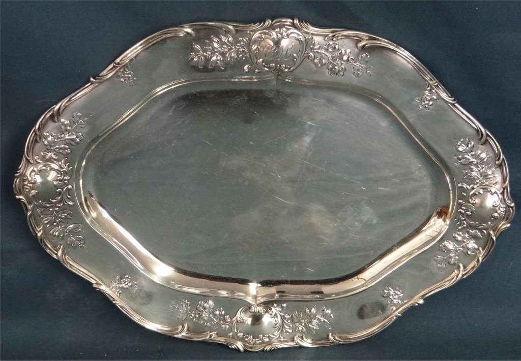 GORHAM STERLING SILVER 14" TRAY APPROX.26.03 TROY: GORHAM STERLING SILVER 14" TRAY APPROX.26.03 TROY
