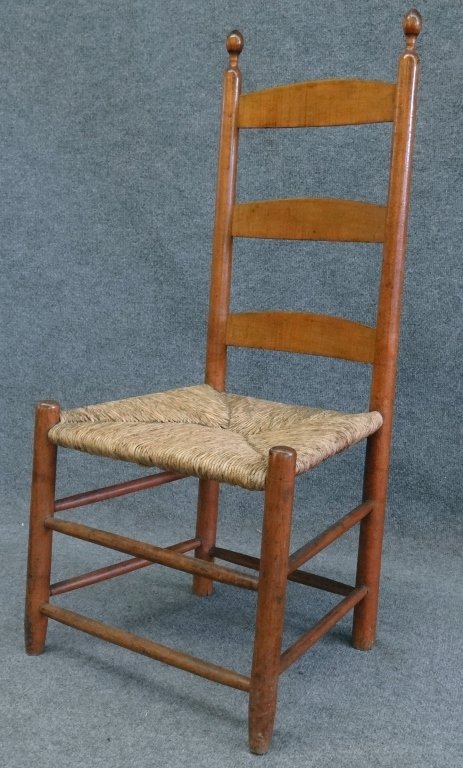 EARLY 19THC. SHAKER LADDER BACK CHAIR: PROB. WATERVELIET