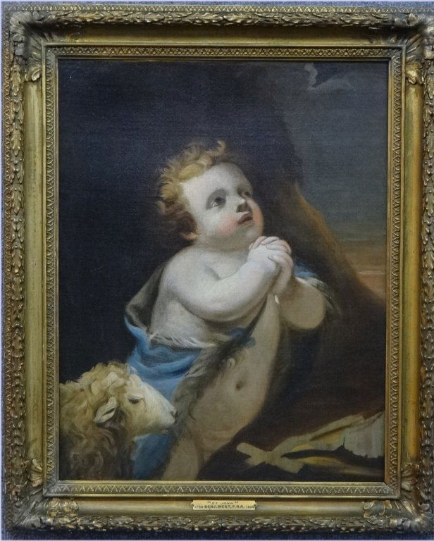 18THC. ALLEGORICAL PORTRAIT ATTRIB: BENJAMIN WEST: 18THC. ALLEGORICAL PORTRAIT ATTRIB: BENJAMIN WEST "ST. JOHN " 22 1/2" X 17 1/4"