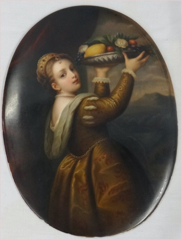 OVAL KPM IMPRESSED MARK PLAQUE, UNFRAMED: OVAL KPM IMPRESSED MARK PLAQUE, UNFRAMED "PRESENTING THE REPAST" 8 3/4" X 6 3/4"