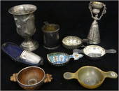 SILVER INC: FIGURAL WEDDING CUP,WINE TASTERS,