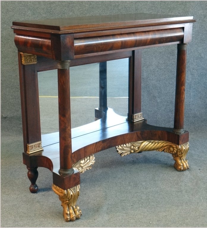 AMERICAN 19THC. PIER TABLE PROB. AINSLEY & VIGHT: ALBANY, NY 38 1/2" X 40" X 17"