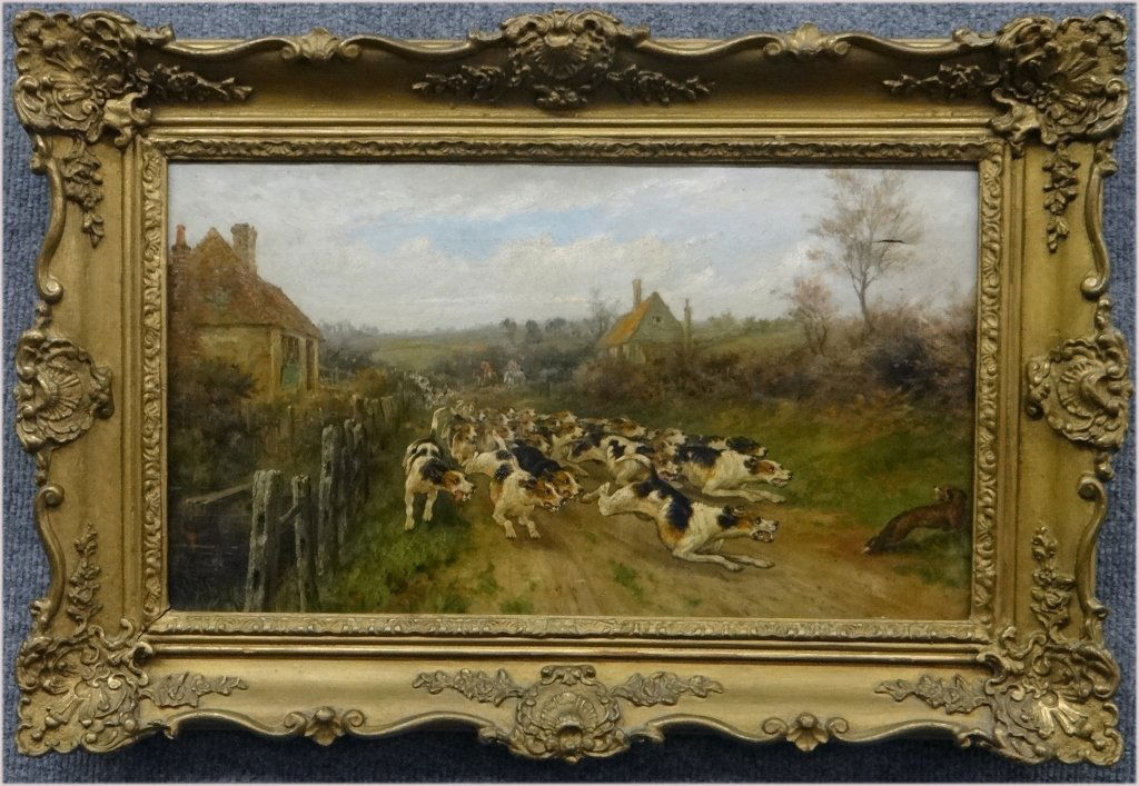 O/C "THE CHASE" SGND T. BLINKS: (THOMAS BLINKS 1853 -1910) 10 1/4" X 18 1/4"