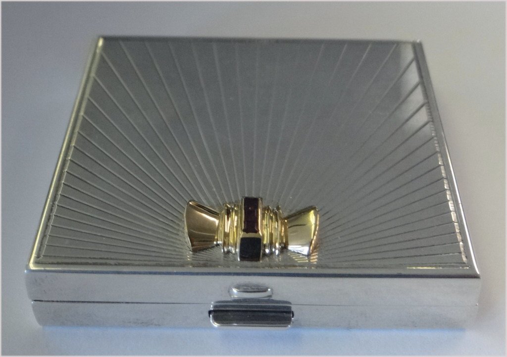 TIFFANY STERLING , RUBY & 14K COMPACT: APPROX. 88 DWT