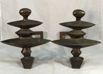 PR OF ALBERTO GIACOMETTI BRONZE ANDIRONS