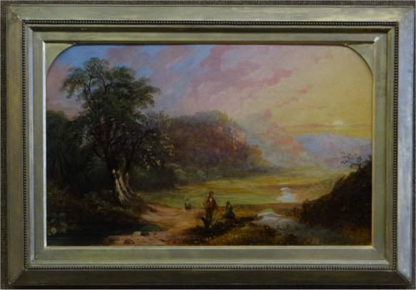 O/BD "HUDSON RIVER LANDSCAPE SGND C.H.CHAPIN: (CHARLES CHAPIN) 13 3/4" X 21"