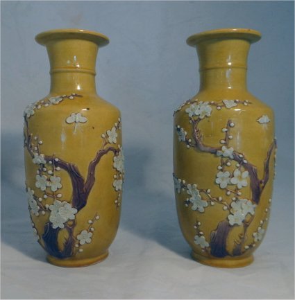 PR OF CHINESE BISCUIT WARE VASES 9 1/4" TALL: PR OF CHINESE BISCUIT WARE VASES 9 1/4" TALL