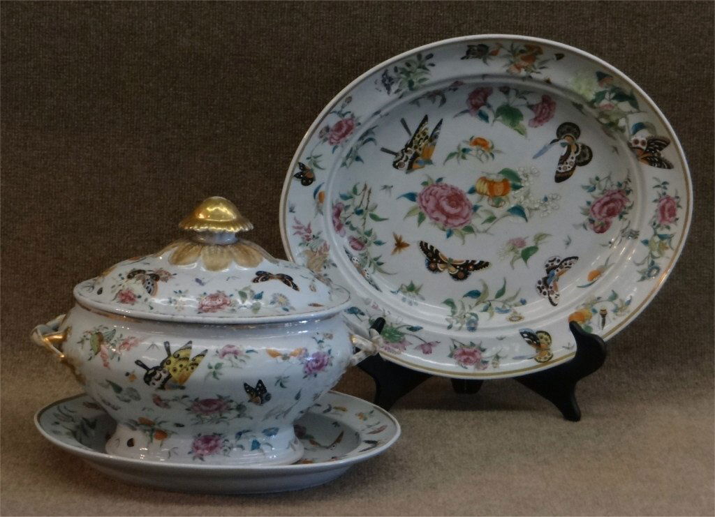 CHINA TRADE PORCELAIN TUREEN, UNDERPLATE & PLATTER (1 of 7)