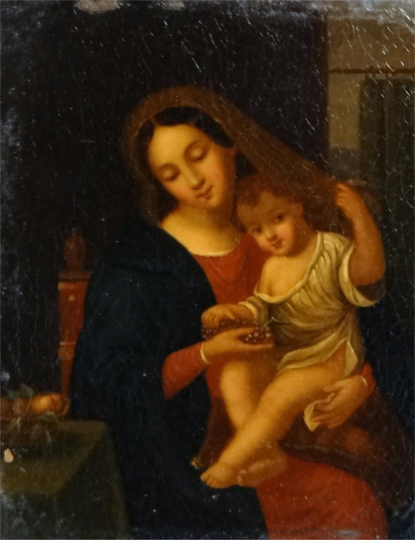 O/METAL PANEL OLD MASTER "MOTHER & CHILD" UNSGND (1 of 5)