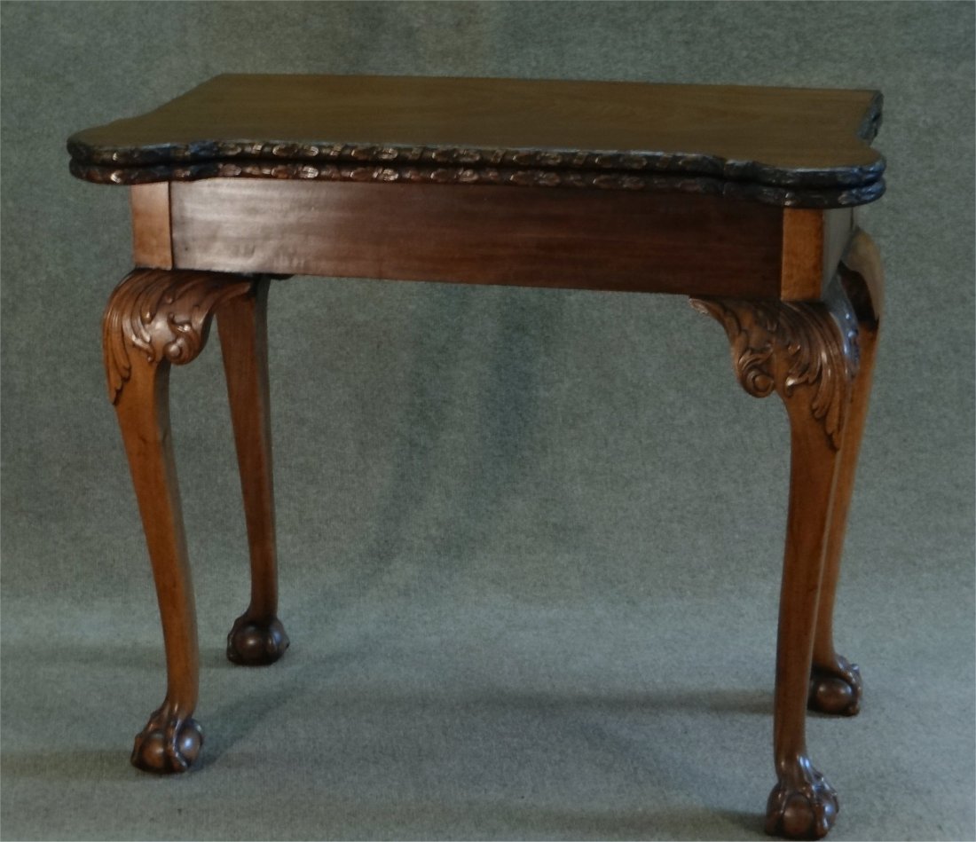 MAHOGANY CHIPPENDALE CARD TABLE W/BALL & CLAW FEET (1 of 10)
