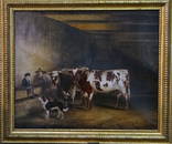 O/C "BOY & DROVER W/TEAM OF OXEN" C.1870 SGND