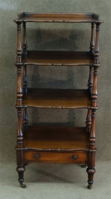 19THC. ETAGERE W/ 4 SHAPED SHELVES & DRAWER (1 of 4)