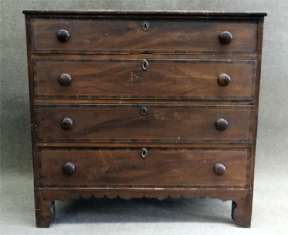 4 DR. PAINT DECORATED 19THC. CHEST IN ORIG SURFACE (1 of 5)