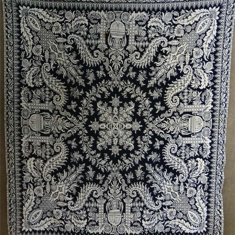 WINTER SUMMER JACQUARD COVERLET W/CLASSICAL URNS (1 of 5)