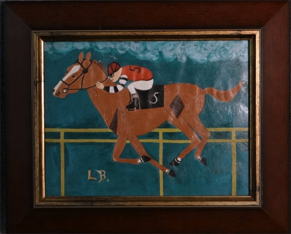 O/BD "OUTSIDER" JOCKEY & HORSE SGND L.B. (1 of 3)