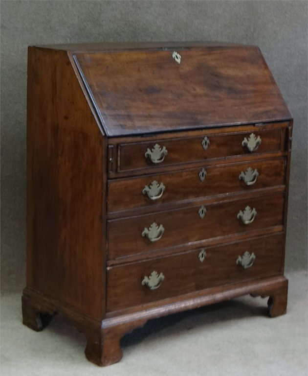 37 1/2" ENGLISH 18THC. MAHOG. SLANT LID DESK (1 of 6)