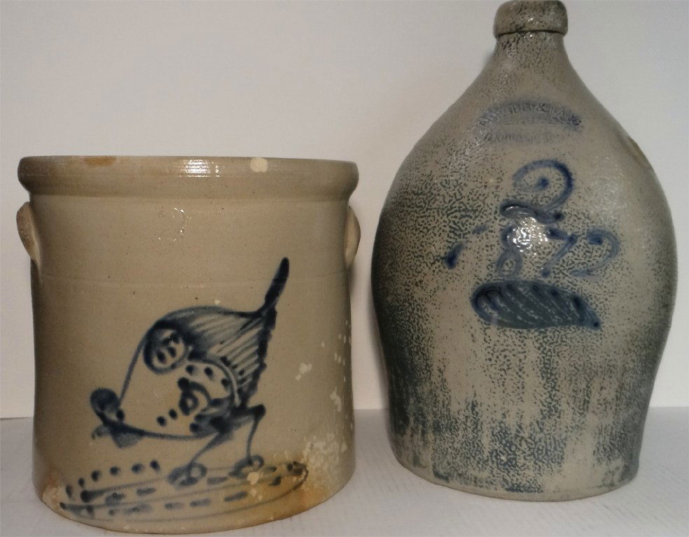 2 PCS BLUE DECORATED STONEWARE INC. (1 of 8)
