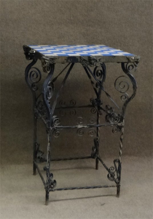 TILE TOP IRON BASED PATIO TABLE 29" TALL (1 of 3)
