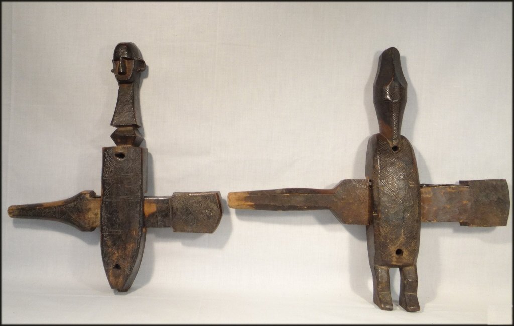 2 DOGON GRANARY DOOR LOCKS LARGEST 18 1/2' LONG (1 of 6)