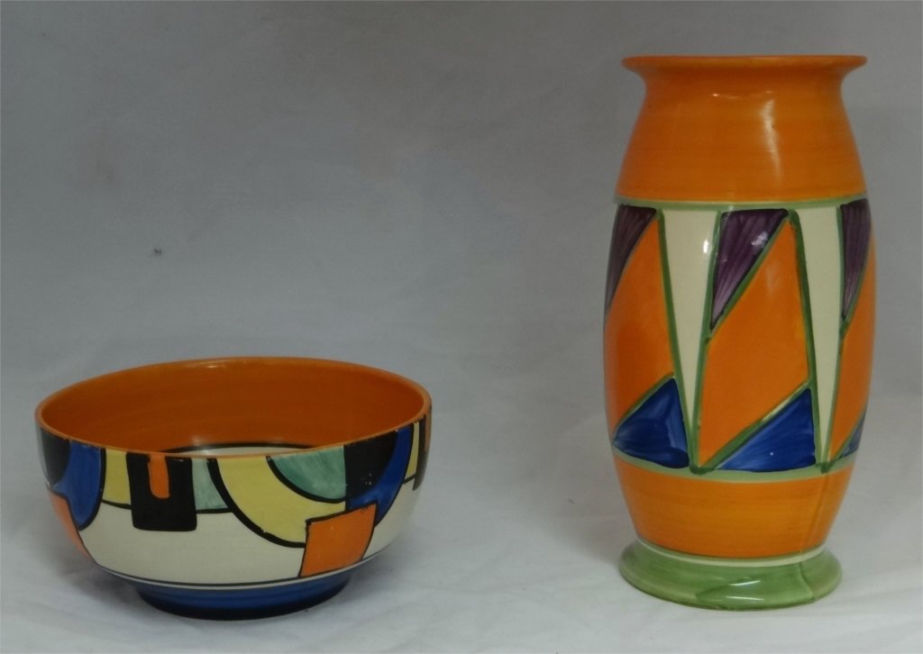 2 PCS CLARICE CLIFF-"BIZARRE" HAND PAINTED POTTERY (1 of 7)