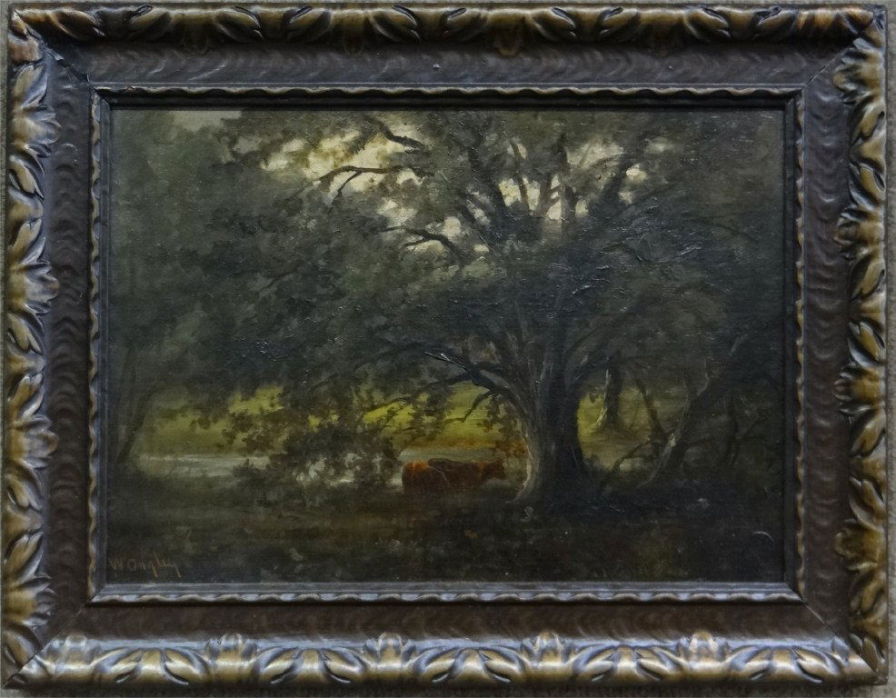 O/BD "COWS WATERING" SGND W. ONGLEY (1 of 5)