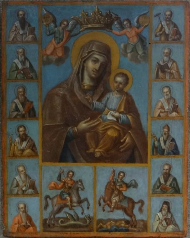 18THC. GREEK ICON ON PANEL  21 1/2" X 16 3/4" (1 of 6)