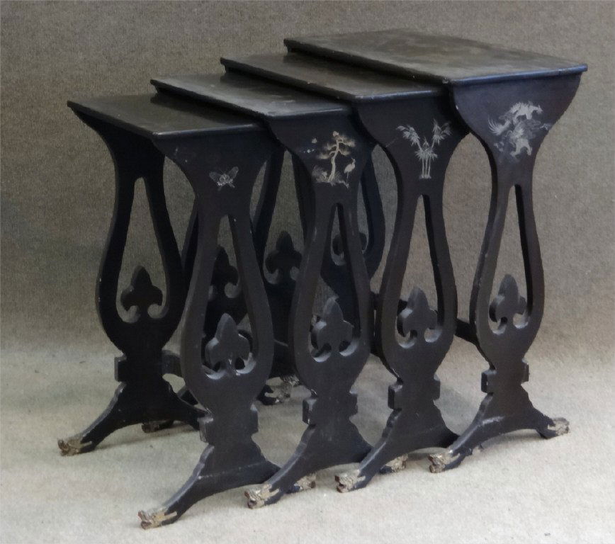 SET OF 4 NESTING ORIENTAL NESTING TABLES (1 of 3)
